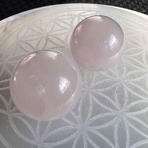 Rose Quartz Crystal Marble Sphere (Set of‎ 2)